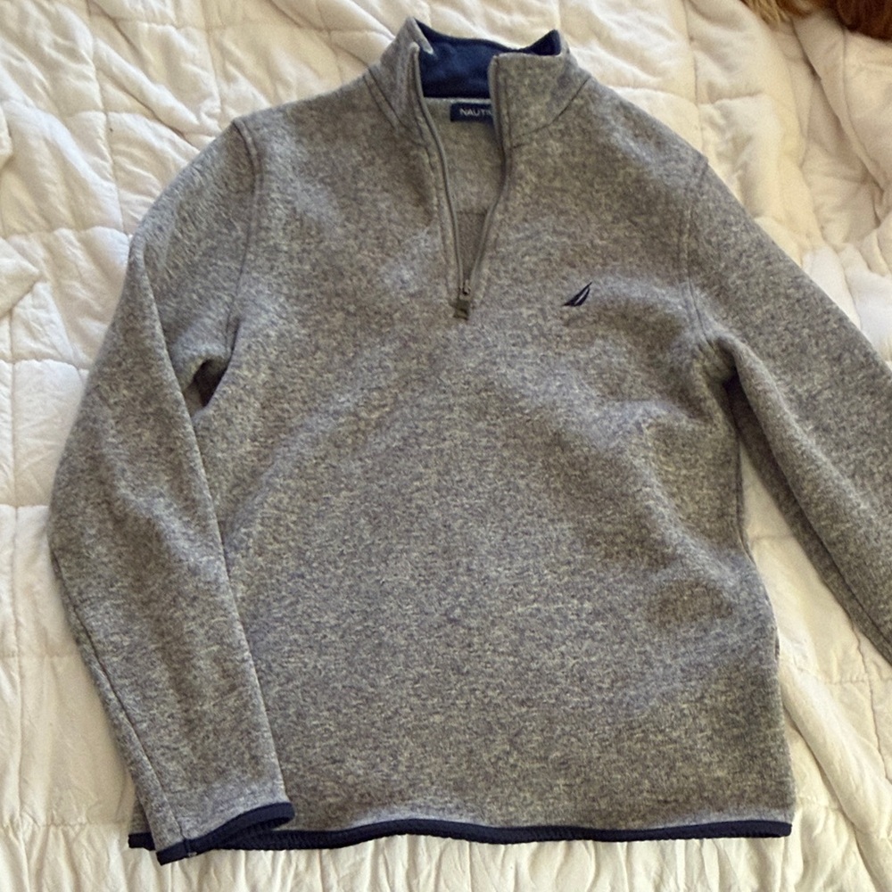 Nautica Men's Quarter Zip-Up Sweater in Gray